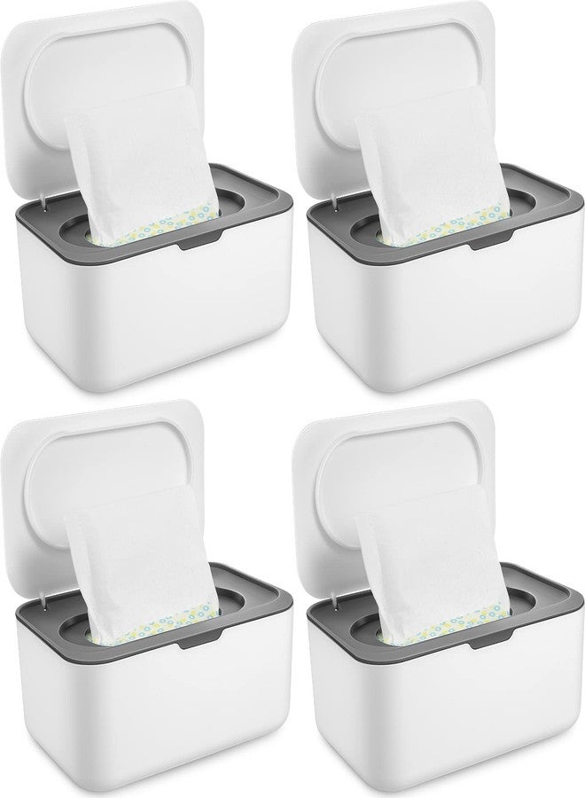 Yoande 4 Pieces Wipes Dispenser Baby Wipes Case Container Case Wet Wipe Holder with Sealing Design Refillable Baby Wipe Dispenser Easy Open and Close (Gray) - Image 1